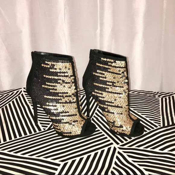 black and gold sequin boots